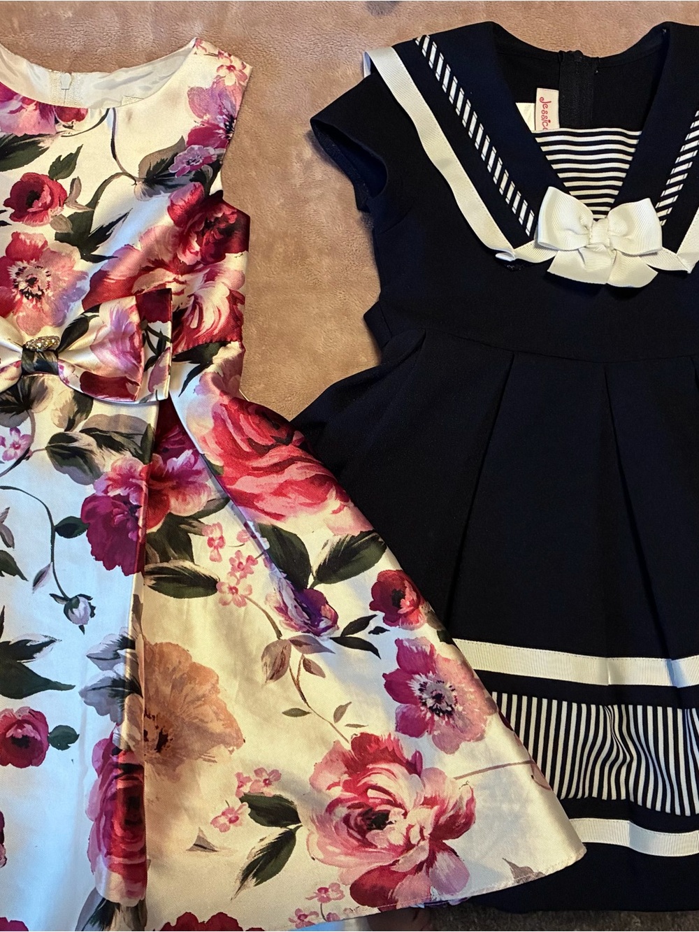 Rare Editions Navy Sailor Dress and Pink Floral Bow Party Dress
